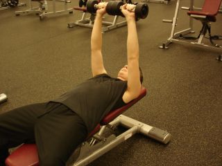 Flat dumbbell bench -- starting position 