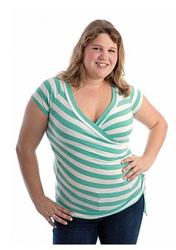 pretty woman in striped shirt