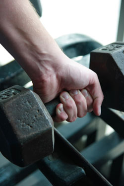 hand holding dumbbell